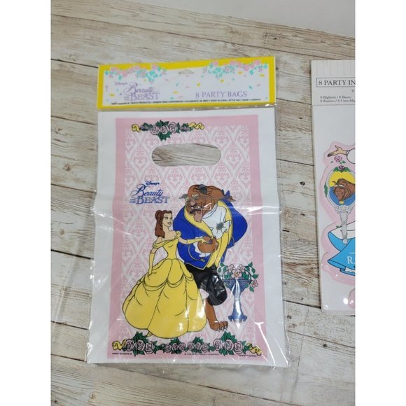 Vintage Disney Beauty The Beast 8 Count Birthday Invitations Envelopes Party Bag - Picture 2 of 5